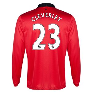 13-14 Manchester United #23 Cleverley Home Long Sleeve Jersey Shirt 13-14 Manchester United #23 Cleverley Home Long Sleeve Jersey Shirt